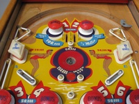Image # 57740: Summer Time Upper Playfield 
(The round pop bumpers bodies and skirts are reproduction.)