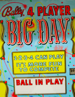 Image # 76167: Big Day Backglass - Detail 
(Serial number BD-1911.)