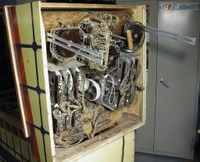 Image # 46827: Super Jumbo Backbox Insert Support Brackets 
(The hinged insert is shown here in a partially reclined position.)