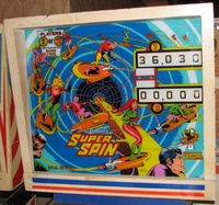 Image # 38960: Super Spin Sample Game - Backglass 
(Serial number 01124 S.)