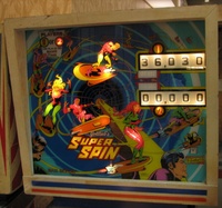 Image # 38961: Super Spin Sample Game - Illuminated Backglass 
(Serial number 01124 S.)
