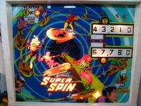 Image # 48214: Super Spin Illuminated Backglass 
(Serial number 02589.)
