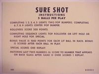 Image # 26307: Sure Shot Instruction Card