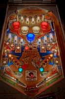 Image # 49023: Sweet Hearts Illuminated Playfield 
(Colored bulbs were used inside the red and blue pop bumpers.)