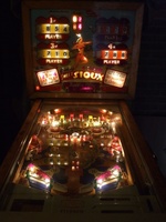 Image # 56110: Sweet Sioux Illuminated Front View 
(The pop bumper caps are not original to this game.)