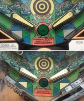 Image # 66101: Big Guns Playfield Color Change 
(Gray triangles in upper image. Yellow triangles in lower image.)