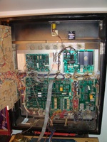 Image # 39441: Big Guns Inside Backbox 
(The stand-alone battery holder in the upper right area is an after-factory modification. Serial number 557 118502. System 11A CPU.)