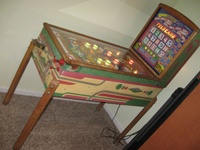 Image # 57773: Telecard Cabinet - Full View 
(The backglass is reproduction and the playfield has reproduction pop bumpers.)