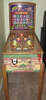 Image # 57774: Telecard Cabinet - Front View 
(The backglass is reproduction and the playfield has reproduction pop bumpers.)
