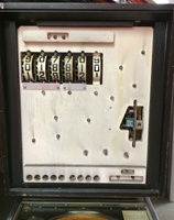 Image # 61164: 3 Jokers Backbox Insert - Front 
(The replay unit is present except for the number wheel. Backbox serial number 81355.)