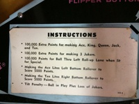 Image # 61158: 3 Jokers Instruction Card - Novelty 
(Cabinet serial number 81346.)