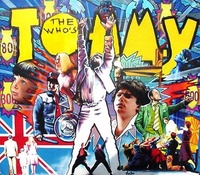 Image # 25606: The Who's Tommy Pinball Wizard Original Painting For Prototype Backglass 
(Artist is Markus Rothkranz.Acrylic paint on canvas board.Dimensions 35 1/2 inches by 31 inches.)
