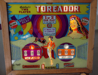 Image # 81421: Toreador Illuminated Backglass 
(Serial number B06076T.)