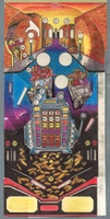 Image # 55922: Agents 777 Original Playfield Artwork 
(Artist is Larry M. Blazek.Marker and colored pencil on vellum with film positive overlay.Dimensions 27 inches by 13 inches.)