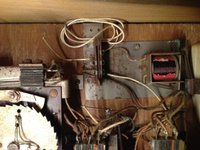 Image # 55324: Trade Winds Inside Taller Backbox - Detail 
(This coil assembly with a jack field is not present in the shorter backbox. It's purpose is unknown. The white wires were after-factory additions for use in identifying defective switches.)