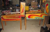 Image # 62876: Trade Winds Cabinet Comparison 
(The silver trim around the left playfield is spray paint added by a previous owner.)
