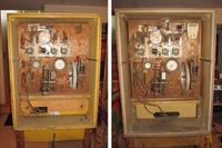 Image # 62880: Trade Winds Inside Backbox Comparison 
(The shorter backbox is on the left. The taller one is on the right and has an after-factory placement of a white chime box and a relay.)