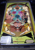 Image # 40143: Trail Drive Stripped Playfield 
(The pop bumper colored circles have been repaired with adhesive plastic. Serial number 2328.)