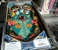Image # 31091: Triple Action Sample Game - Playfield 
(The 'A' and 'B' drop targets are intentionally round in some of the sample games. Serial number 155052.)
