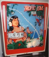 Image # 6529: Tropic Isle Backglass with Lit Monkeys