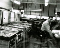 Image # 70051: Tropic Isle Engineering Prototype 
(Designer Wayne Neyens in 1961.Monkey Shines is on the left.Photo courtesy Wayne Neyens.Used with permission.)