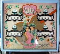 Image # 70648: Valencia Backglass 
(The cabinet has been repainted. Serial number 232856.)