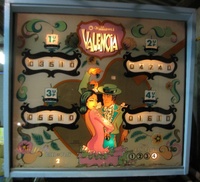 Image # 70649: Valencia Illuminated Backglass 
(The cabinet has been repainted. Serial number 232856.)