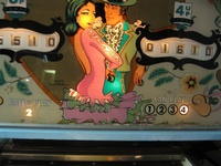 Image # 70651: Valencia Illuminated Backglass - Detail 
(The cabinet has been repainted. Serial number 232856.)