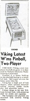 Image # 46403: Viking Billboard New Game Announcement 
(The Billboard, Oct-10-1960, page 72)
