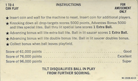 Image # 78979: Air Aces Instruction and Score Card - 5 Ball Novelty