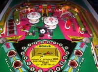 Image # 33317: World Cup Upper Playfield 
(The spinning target artwork at center playfield is not original to this game.)