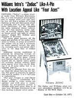 Image # 71977: Zodiac Cash Box New Game Announcement 
(Cash Box, Oct-16-1971, page 16 MOA section)