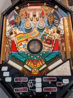 Image # 79822: Chuck-A-Luck Playfield 
(The two tobacco leaf plastics and the two slingshots are missing their rubber rings.)