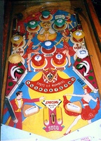 Image # 2764: Eleven Belles Playfield 
(The bumpers caps should be numbered 1 through 9 except for the center cap which in this example is not original to this game either.)
