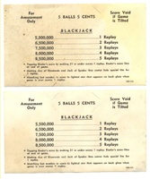Image # 22597: Black Jack Instruction and Score Cards