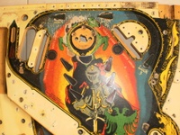Image # 60272: Black Knight Stripped Upper Playfield with Switch Cutout 
(This game has the cutouts but not the switches. Serial number 457797.)