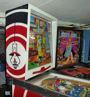 Image # 64426: Gun Men Backbox - Left 
(This game has the modified playfield.)