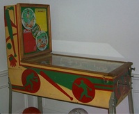 Image # 33923: Hits and Runs Cabinet - Full View 
(The flippers on this game are not in the manufacturer's original positions. The right-side ballplayer figuring is missing from this playfield. Serial number A1388.)