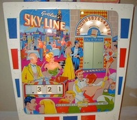 Image # 31312: Sky�Line Sample Game - Illuminated Backglass 
(Backbox is repainted. Serial number 01007 S.)