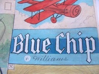 Image # 39826: Blue Chip Original Backglass Artwork - Detail 
(Artist is Lloyd Rognan.Pastels on paper.Full dimensions 25 1/4 inches by 21 1/4 inches.From the Estate of Lloyd Rognan.)