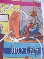 Image # 39829: Blue Chip Original Backglass Artwork - Detail 
(Artist is Lloyd Rognan.Pastels on paper.Full dimensions 25 1/4 inches by 21 1/4 inches.From the Estate of Lloyd Rognan.)