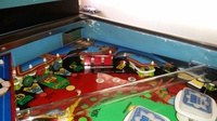 Image # 65893: Spain 82 Upper Right Playfield 
(The elevated plastic ball tube is not original to this game.)