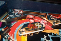 Image # 43311: BMX Early Production Playfield - Left Outlane Open 
(Serial number EBMX1003.)