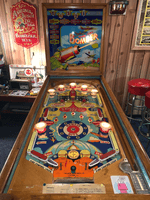 Image # 74477: Bomber Illuminated Front View 
(The manufacturer did not use black rubber rings on this game. The blocking gate crosspiece is missing.)