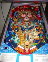 Image # 18811: Time Machine Playfield 
(The white flippers are not original to this game. They should be red.)