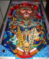 Image # 18812: Time Machine Playfield 
(The white flippers are not original to this game. They should be red.)