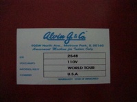 Image # 47814: Al's Garage Band Goes On a World Tour Backbox Serial Number 
(Serial number 2548. This sticker is affixed to the outside of the backbox.)