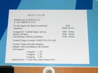 Image # 54292: West Club Instruction and Score Card 
(This card is a reproduction.)