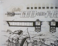Image # 70902: Bow and Arrow Original Blackline for Backglass 
(Artist is Christian Marche.Ink/felt pen on sepia Mylar.Dimensions 28 1/2 inches by 29 1/2 inches.)