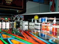 Image # 33070: F1 Grand Prix Playfield - Ball View 
(The drop targets shown here are not original to this game.)